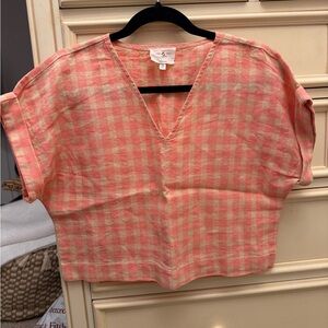 Lou & Grey Coral Gingham Crop Top